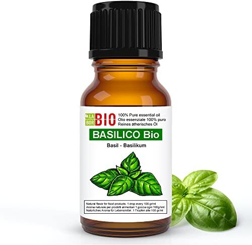 Laborbio Basilico Bio Olio essenziale 100% Puro 10 ml Uso interno Terapeutico Alimentare Diffusori Aromaterapia Cosmetica Cucina