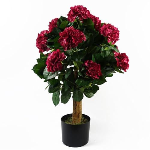 Leaf Design UK Albero di fiori artificiali realistici, 75 cm, ortensia rosa