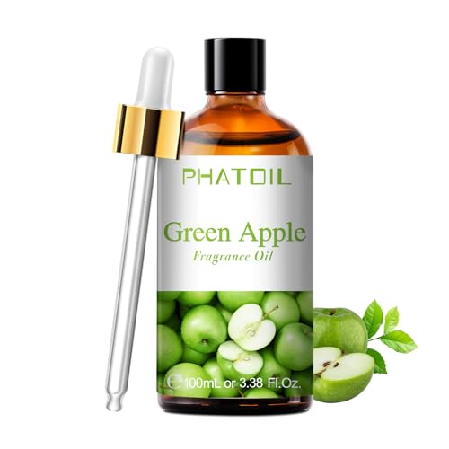 PHATOIL Oli Essenziali Mela Verde 100 ml, Oli Essenziali Profumati per Diffusori, Olio Essenziale di Mela Verde per Diffusore Aromaterapia, Umidificatore, Candele Fai da De