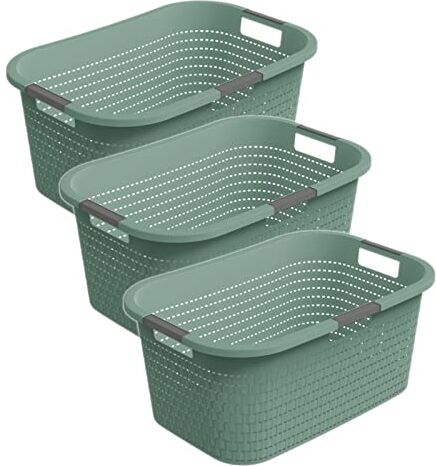 Rotho Country Set di 3 cestini per la biancheria, 40 l, in plastica (PP), senza BPA, turchese, 40 l (58,0 x 38,9 x 25,1 cm)