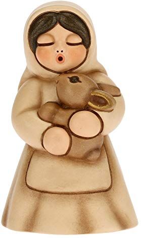 THUN Statuina Presepe Donna con Coniglio Decorazioni Natale Casa Linea Presepe Classico, Variante Beige Ceramica 5 x 5 x 8 h cm