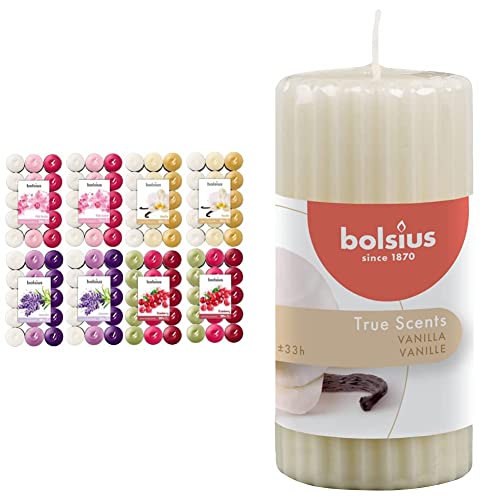 Bolsius Multicolor Tealight Profumate Set di 240 Unità Fragranza Orchidea, Vaniglia, Lavanda, Mirtillo 12 Colori & Candela Profumata, Fragranza Vaniglia