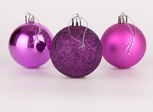 SHATCHI 60 mm/6 palline di Natale infrangibili, viola, decorazioni per albero di Natale, decorazioni per palline di Natale, decorazioni da appendere per le vacanze, lucide, opache, glitterate