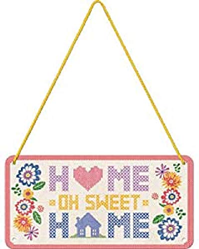 ART Targa da Appendere Sweet Home – Idea Regalo per la casa, in Metallo, Decorazione con Design Vintage, 10 x 20 cm