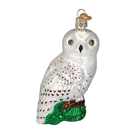 Old World Christmas Ornamenti: Grandi decorazioni in vetro gufo bianco per albero di Natale ()