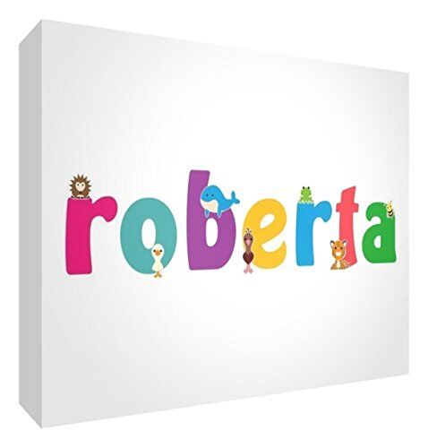 Little Helper Pannello Decorativo Neonato/Battesimo Idea Regalo, Disegno Personalizzabile con Nome da Ragazza Roberta, Multicolore, 7.4 x 10.5 x 2 cm