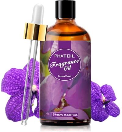 PHATOIL Oli Essenziali Viola Parma 100 ml, Oli Essenziali Profumati per Diffusori, Olio Essenziale di Viola per Diffusore Aromaterapia, Umidificatore, Candele Fai da De