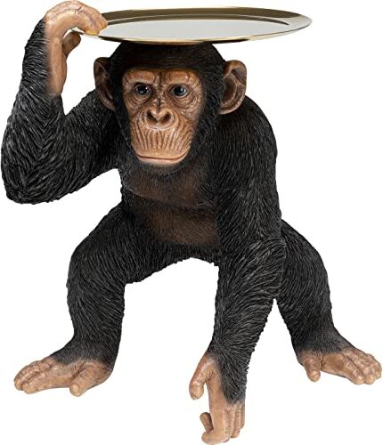 KARE Figura decorativa di design Butler Playing Chimp, nero, accessorio fatto a mano, figura animale, altezza articolo 52 cm