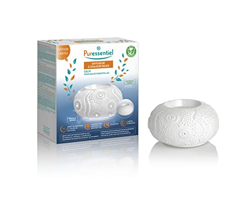 Puressentiel Nuovo Diffusore di oli essenziali Calvi a calore dolce Regolazione termica Diffusore in ceramica Luce d'atmosfera Silenzioso Spegnimento automatico