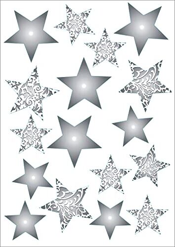 Plage  Electrostatic Sticker for Christmas placcata in Argento Stelle, plastica, Colorful, 29,7 x 0,1 x 21 cm