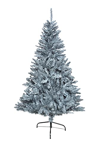 SHATCHI Bushy Albero di Natale in pino imperiale artificiale di lusso con incernierato, punta a matita con supporto in metallo, decorazione per la casa, PVC, verde gelido, 240 cm