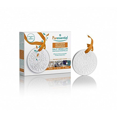 Puressentiel Diffusore in Ceramica Medaglione Per Oli Essenziali Diffusione delicata Silenzioso e facile da utilizzare Portatile in ceramica di Limoges