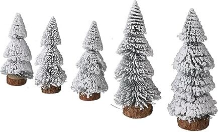 Generic Mini Alberi di Natale da Tavolo, Set di Decorazioni per Albero di Pino Natalizio, Albero di Natale Artificiale, Base Resistente Vivida e Realistica in Plastica e Legno Perfetto