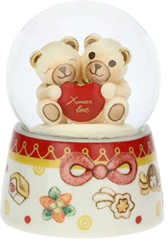 THUN Natale 2022 Boule de Neige con Coppia Teddy Idea Regalo Natale 2022 Vetro, Resina e Ceramica Decorata a Mano 4.8x4.8x6.3 cm h