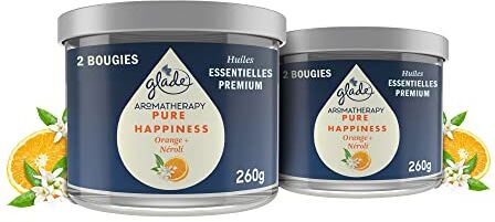 glade Aromatherapy Bougie, Pure Hapiness, Infusate oli essenziali, Orange e Neroli 2 candele