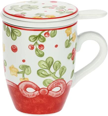 THUN Tisaniera Sweet Christmas Porcellana Linea Sweet Christmas Living, Arredare la Casa 300 ml, Ø 8,5 cm; 12 cm h