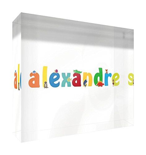 Little Helper Souvenir decorativo in acrilico trasparente lucido come Diamante Stile Illustrativo colorato con il nome di Giovane Ragazzo Alexandre 10,5 x 15 x 2 cm grande
