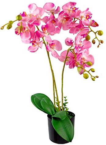 Leaf Design UK Orchidea artificiale realistica in vaso, 60 cm, colore: Rosa chiaro