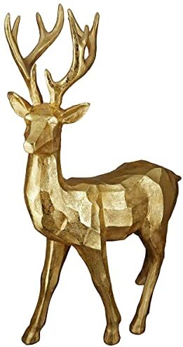 Gilde Scultura decorativa a forma di cervo in piedi – XL decorazione natalizia decorazione Avvento – Colore: oro – altezza 43,5 cm larghezza 29,5 cm