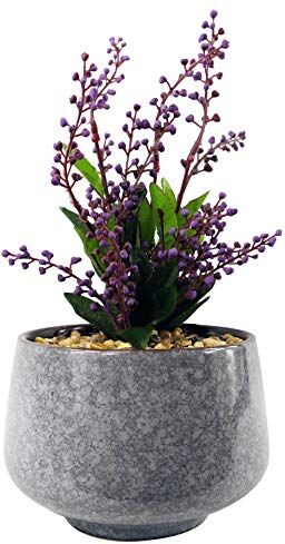 Leaf Vitex Negundo Vaso alto in ceramica con pianta artificiale da scrivania, colore: viola, 28 cm