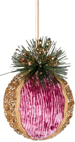 SHATCHI Pallina glitterata rosa bordeaux da 11,5 cm – Decorazioni da appendere per albero di Natale, ornamenti decorativi festivi a tema fiaba, ciondolo per albero di Natale