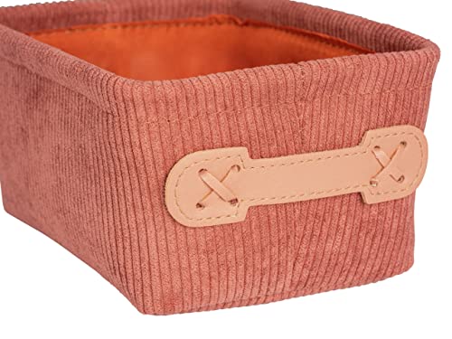 Wenko Cesta da bagno Anela Long in design a corda con impugnatura in pelle artificiale per riporre e mettere in ordine strumenti e accessori da bagno, 100% poliestere, 19 x 9 x 14 cm, rosa antico