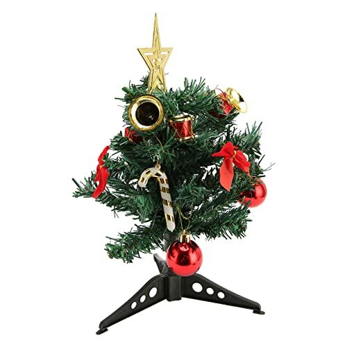 Generic Albero di Natale da Tavolo da 30 Cm, Mini Luce Artificiale Fai-da-te, Vivace Decorazione Natalizia con Stelle, Fiocchi, Campanelle, per Decorazioni Natalizie Fai-da-te, Ornamenti