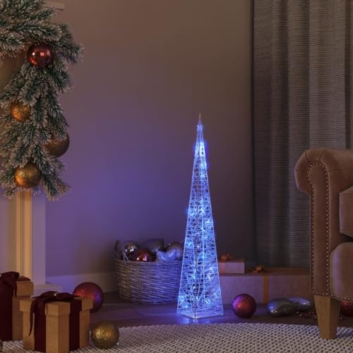 prissent Cono di Luce LED Decorativo Acrilico Blu 60 cm Cono Di Luce a LED Piramide Natalizia Luminosa Bellissimo Cono Di Luce Natalizio Decorazioni Natalizie Casa