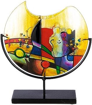 ART Vaso decorativo in vetro su base in metallo, decorazione soggiorno, regalo per donne, compleanno, Natale, multicolore, altezza 38 cm