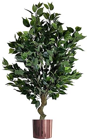 Leaf Albero artificiale in vaso, materiali misti, 100 cm Bush Ficus rame