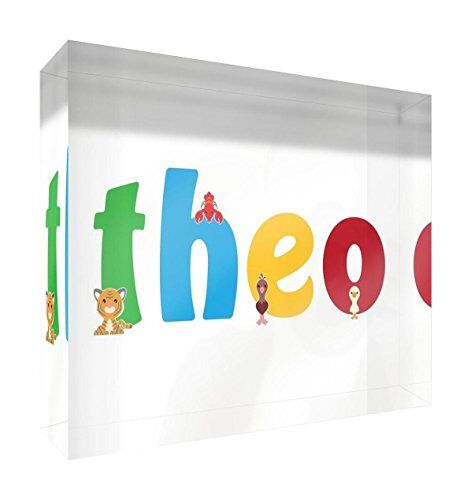 Little Helper Souvenir decorativo in acrilico trasparente lucido come Diamante Stile Illustrativo colorato con il nome di Giovane Ragazzo Theo 7,4 x 10,5 x 2 cm piccolo