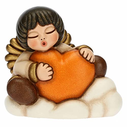 THUN Natale 2022 Soprammobile My Angel con Cuore in Ceramica Decorata a Mano Idea Regalo Natale 2022-6.5x4.2x6 cm h