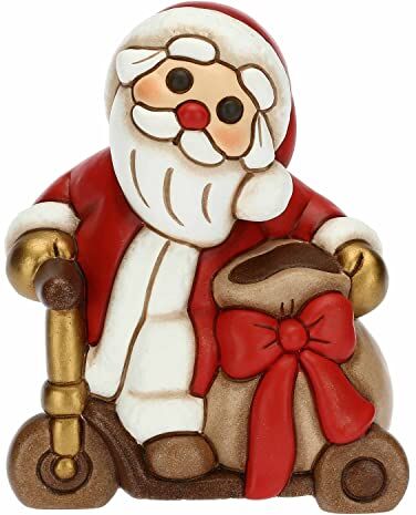 THUN Natale 2022 Soprammobile Babbo Natale su Monopattino in Ceramica Decorata a Mano Idea Regalo Natale 2022-8x6x10.5 cm h