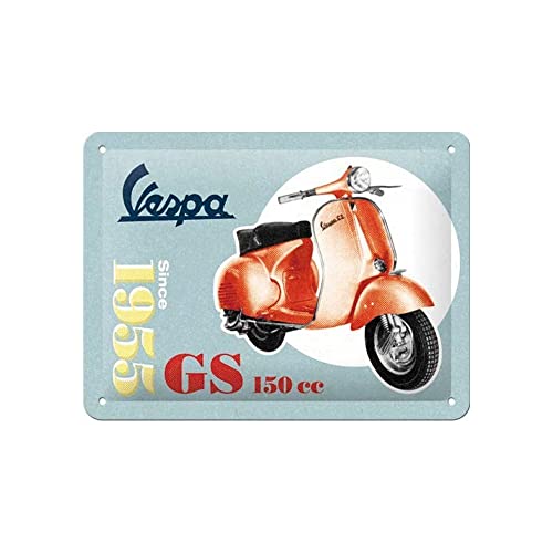 ART Targa Vintage Vespa – GS 150 Since 1955 – Idea regalo per amanti degli scooter, in metallo, Design retro per decorazione, 15 x 20 cm