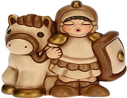 THUN Statuina Presepe Soldato con Cavallo Decorazioni Natale Casa Linea Presepe Classico, Variante Beige Ceramica 7,5 x 5,5 x 8,5 h cm