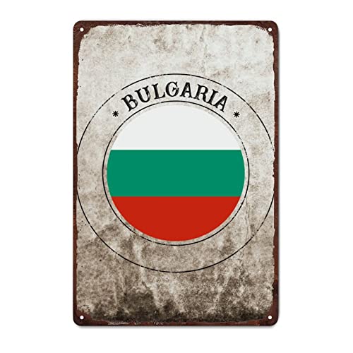 Yelolyio Targa in metallo con bandiera della Bulgaria, targa in latta con bandiera della Bulgaria, targa in latta per decorazione da parete, 30,5 x 45,7 cm
