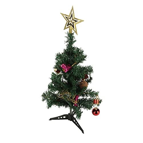 Generic Mini Albero di Natale da Tavolo con Luci a Stringa a LED con Luce a LED Regalo Perfetto, Materiale in PVC Impermeabile per Natale, Halloween e Compleanni