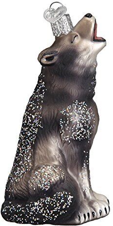 Old World Christmas Howling Wolf Ornamento in vetro soffiato per albero di Natale