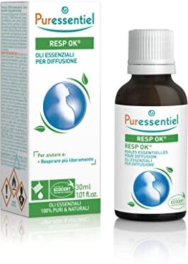 Puressentiel RESP OK Miscela Oli Essenziali per Diffusione, Aiuta a Respirare Meglio, con 18 Oli Essenziali OEBBD, 100% Puri e Naturali, Vegan e Cruelty Free, 30 ml