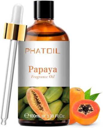 PHATOIL Oli Essenziali Papaya 100 ml, Oli Essenziali Profumati per Diffusori, Olio Essenziale di Papaya per Diffusore Aromaterapia, Umidificatore, Candele Fai da De