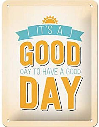 ART Targa Vintage It`s a Good Day – Idea Regalo per i nostalgici, in Metallo, Design Retro per Decorazione, 15 x 20 cm