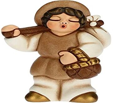 THUN Statuina Presepe Uomo con Fagotto Decorazioni Natale Casa Linea Presepe Classico, Variante Bianca Ceramica 6 x 3,8 x 8 h cm