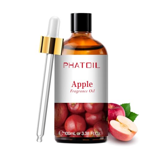 PHATOIL Oli Essenziali Mela 100 ml, Oli Essenziali Profumati per Diffusori, Olio Essenziale di Mela per Diffusore Aromaterapia, Umidificatore, Candele Fai da De