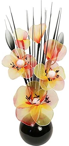 Creative Flourish Vaso con fiori artificiali in nylon, 32 cm, colore: nero/arancione