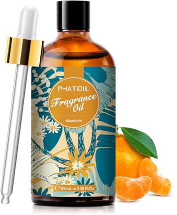 PHATOIL Oli Essenziali Mandarino 100 ml, Oli Essenziali Profumati per Diffusori, Olio Essenziale di Mandarino per Diffusore Aromaterapia, Umidificatore, Candele Fai da De