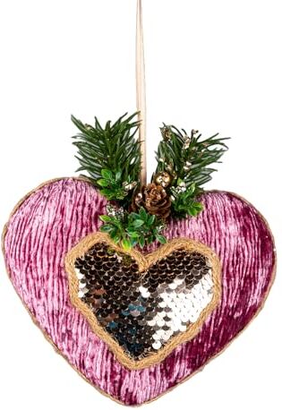 SHATCHI Cuore rosa bordeaux 16,5 cm – Decorazioni da appendere all'albero di Natale ornamenti decorativi festivi ciondolo albero di Natale a tema fiaba