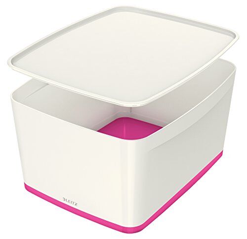 Leitz mybox, Contenitore con coperchio, grande, materiale opaco Scatola con coperchio Große Box mit Deckel Weiß/Pink Metallic