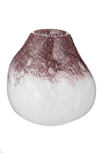 ART Vaso decorativo – Vaso per fiori in vetro colorato – decorazione soggiorno autunno – regalo per donne decorazione Natale compleanno – Colore: bianco marrone – Ø 15 cm altezza 15 cm