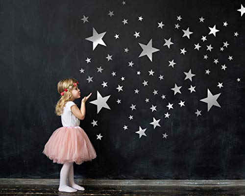 ELES VIDA Adesivo murale 100 stelle per la camera dei bambini set di adesivi murali colori pastello, cielo stellato per bambini da attaccare all'adesivo murale decorazione murale, argento