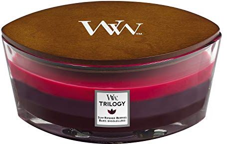 Woodwick Ellipse Trilogy Candela Profumata Con Stoppino Scoppiettante, Frutti Di Bosco Maturati Al Sole, Fino A 50 Ore, Multicolore (Sun-ripened Berries)